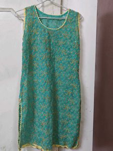 Pure Lucknow Chikankari Handwork Kurta | Sea Green