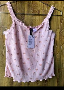 H&M Floral Lace Trimmed Crop Top/ SIZE-M