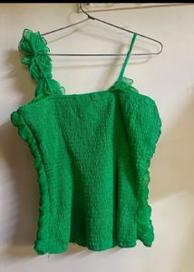 Green Ruffle Top