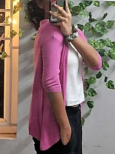 Pink Open Front Cardigan