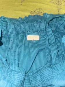 Blue Cold Shoulder Top
