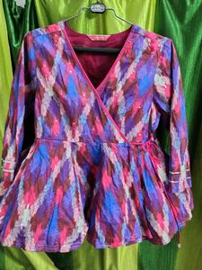 Colorful Ikat Wrap Top