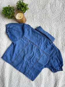 Denim Puff Sleeve Top