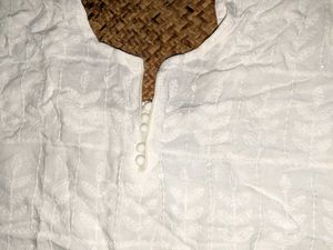 White Embroidered Kurti Top