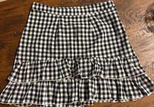 Gingham Ruffle Mini Skirt