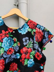 Black Floral Print Kurta 3