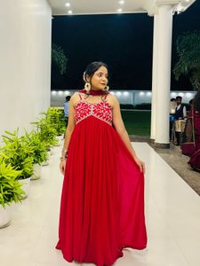 Floral Embroidered Anarkali Kurta With Dupatta