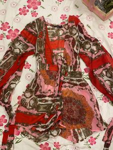 Sassy Scarf print tie shirt dress( Brand new)