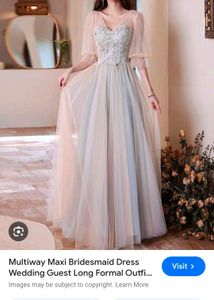 Goldish Grey Embellished Tulle Dress