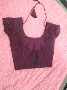 Elegant Wine Lehenga &amp; Pink Choli