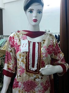 Cotton Kurti Pant Dupatta Set