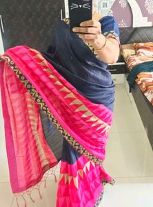 Blue And Pink Saree