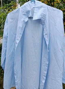 Blue and White Striped Shirt (Free Size)