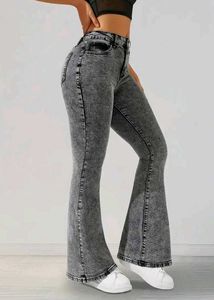 Flared Gray Denim Jeans
