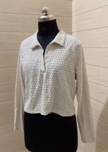 H&amp;M eyelet detail cream long sleeves
