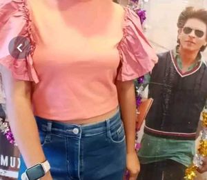 Pink Puff Sleeve Crop Top