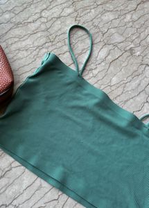 Green Cropped Tank Top