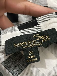 Suzanne Betro Imported  Checkered Shirt Top