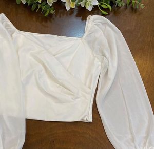 White Long Sleeve Crop Top