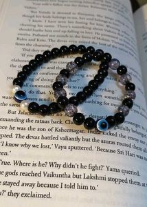 Beaded Couple Bracelet with Evil Eye
