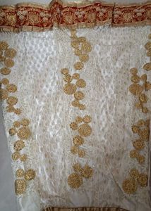 Elegant White Gold Embroidered Lehenga and Dupatta