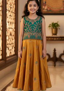 Green &amp; Gold Lehenga Choli Set