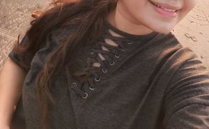 Gray Lace-Up T-Shirt