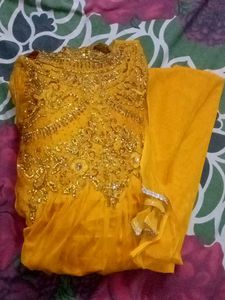 Embroidered Yellow Kurta Set