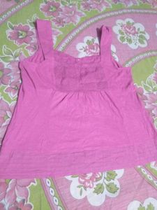 Pink Eyelet Tank Top