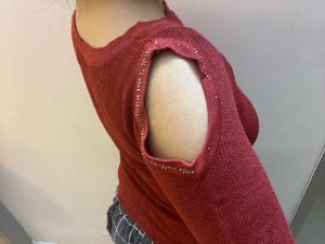 Burgundy Ribbed Knit Top