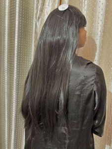 Long Black Wig with Bangs