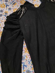 Elegant Black Pleated Blouse Top