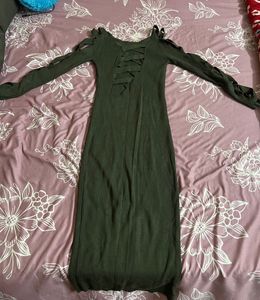 Green Cut Out Midi Dress