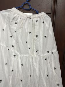 White  Skirt with Black Bows