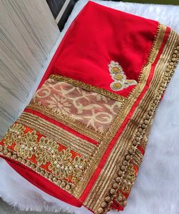 Elegant Red &amp; Gold Sari with Blouse
