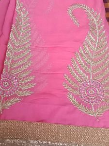 Elegant Pink Embroidered Saree