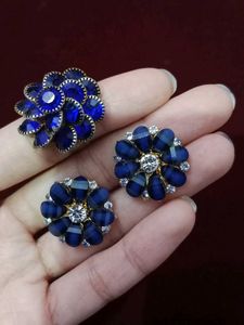 Blue Floral Jewelry Set