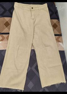 Beige Wed Leg Jeans