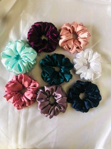 Silk Satin Scrunchies Set Of 12