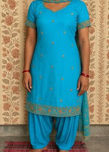 Turquoise Embroidered Salwar Kameez
