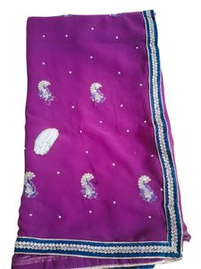 Purple Embellished Saree