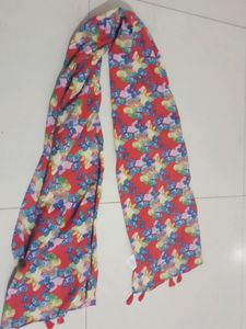 Red colour butterfly printed scarf
