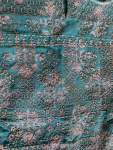 Aqua Embroidered Kurta Set