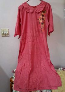 Embroidered Peter Pan Collar Kurti