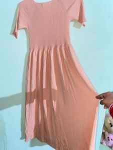 Peach Knit Midi Dress