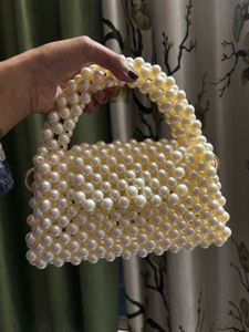 price drop Pearl Beaded Handbag with golden sling