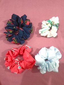 Beautiful Printed Scrunchies, Pack Of 4