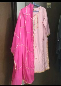 Pink Embroidered Kurta & dupatta  only