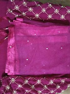 Burgundy Embellished Anarkali Dress
