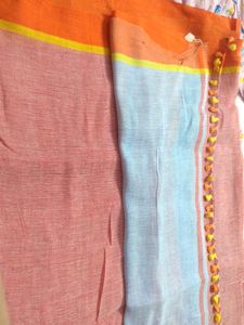 Original Linen Saree With Ganga Jamuna Border